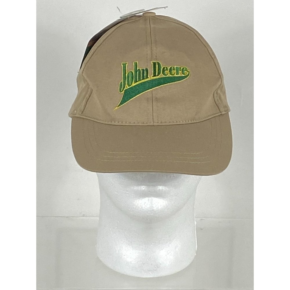 John Deere "Nothing Runs Like A Deere" Strapback Hat Cap Khaki L/XL NWT F272